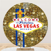 Lofaris Gold Bokeh Spot Welcome Lasvegas Round Decoration Backdrop